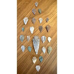 60 PCS ASSORT AGATE STONE SPEAR POINT ARROWHEAD***READ***